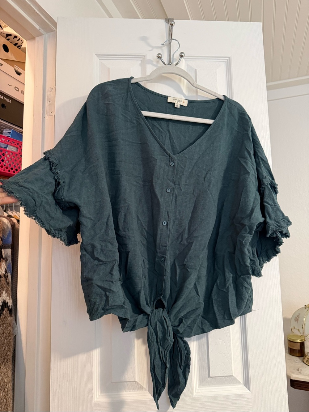 Woven Tie-Front Top